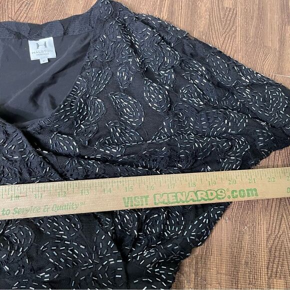 Halston Heritage‎ Beaded Wrap Cocktail Dress Size 2 - Picture 3 of 9